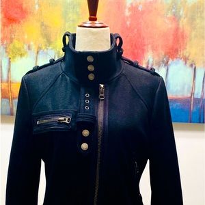 ❄️Buffalo David Bitton Wool-blend Fitted Moto Jacket, Size M, Black